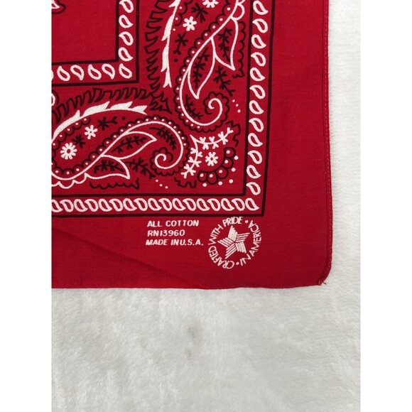 Vintage Wamcraft Bandana Red Paisley Handkerchief USA Made Western Cowboy - Picture 2 of 8
